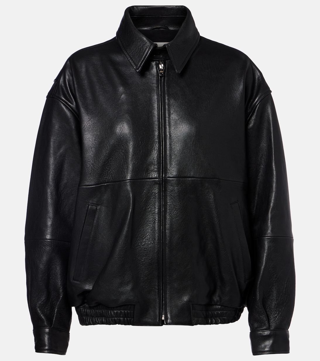 Doran oversized leather blouson jacket in black - Nour Hammour