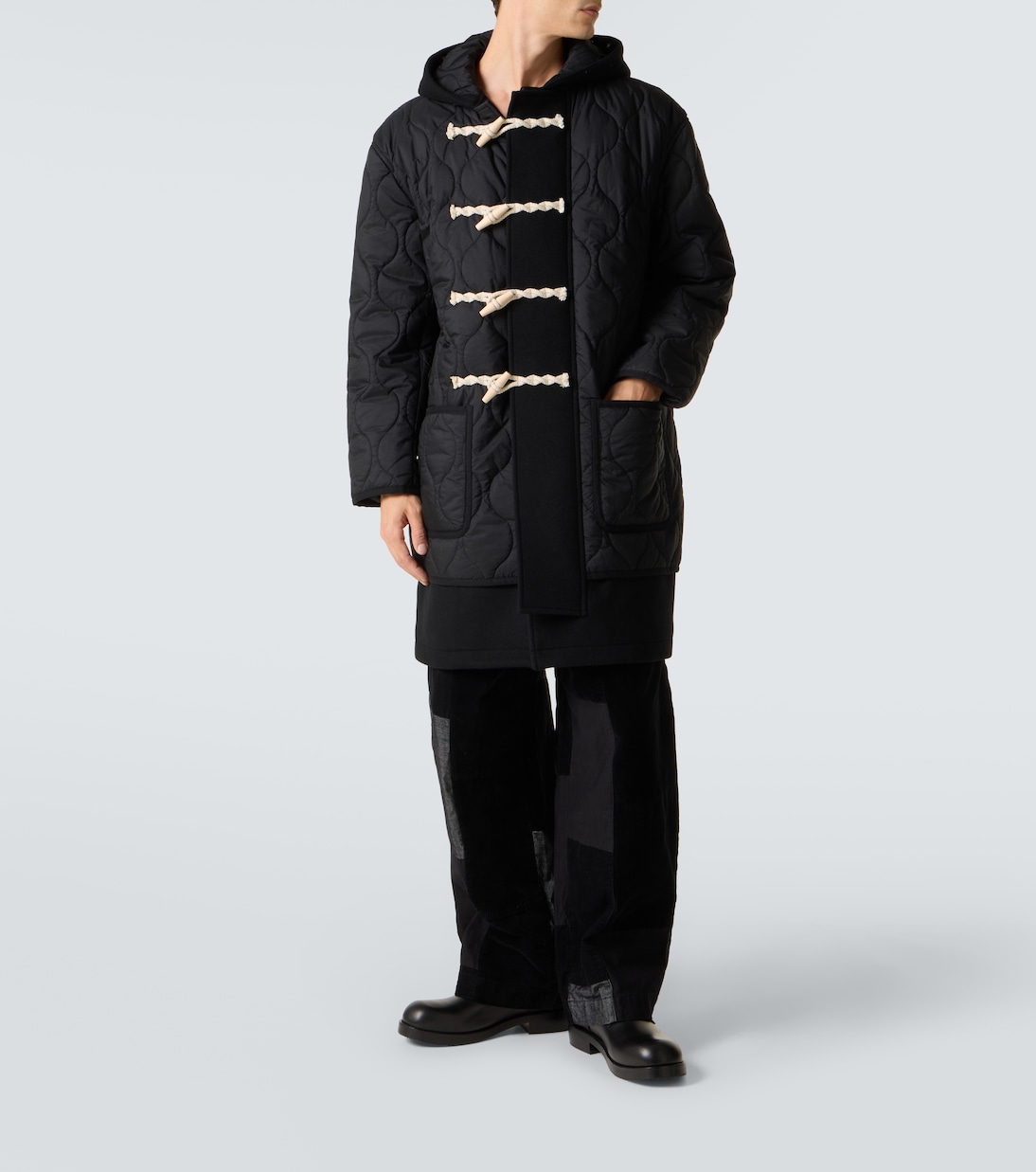 Quilted wool duffel coat in black - Comme Des Garcons Homme