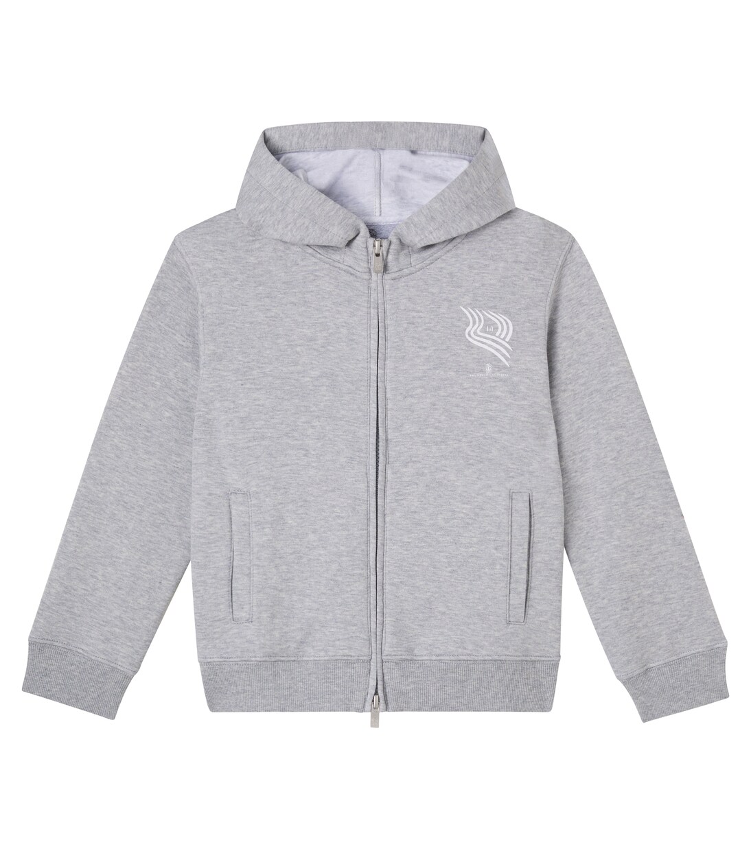 Cotton-blend terry hoodie in grey - Brunello Cucinelli Kids
