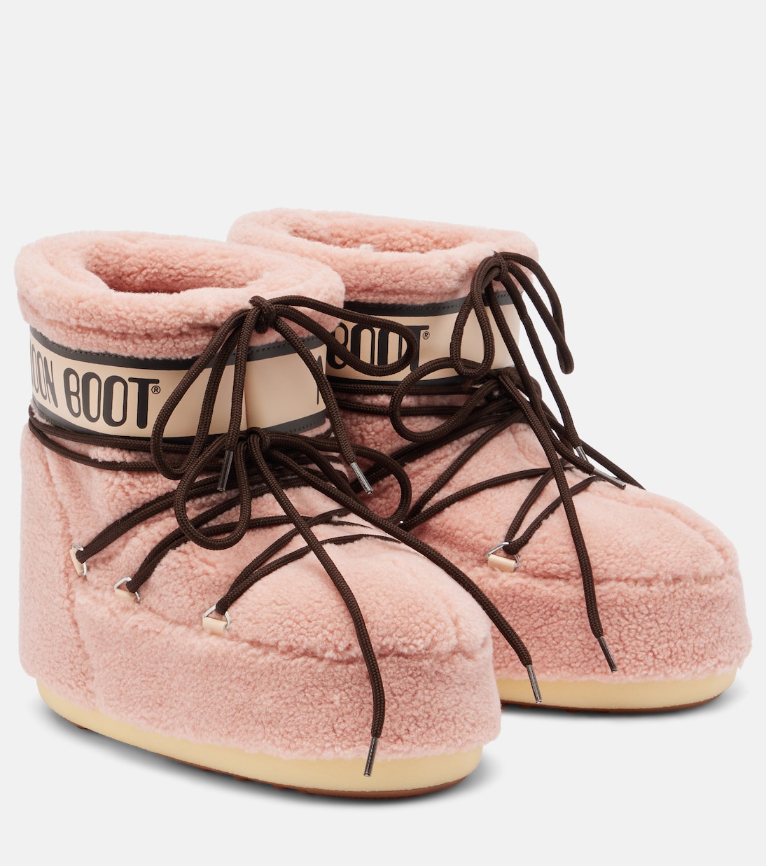 Icon Low fleece snow boots in pink - Moon Boot | Mytheresa