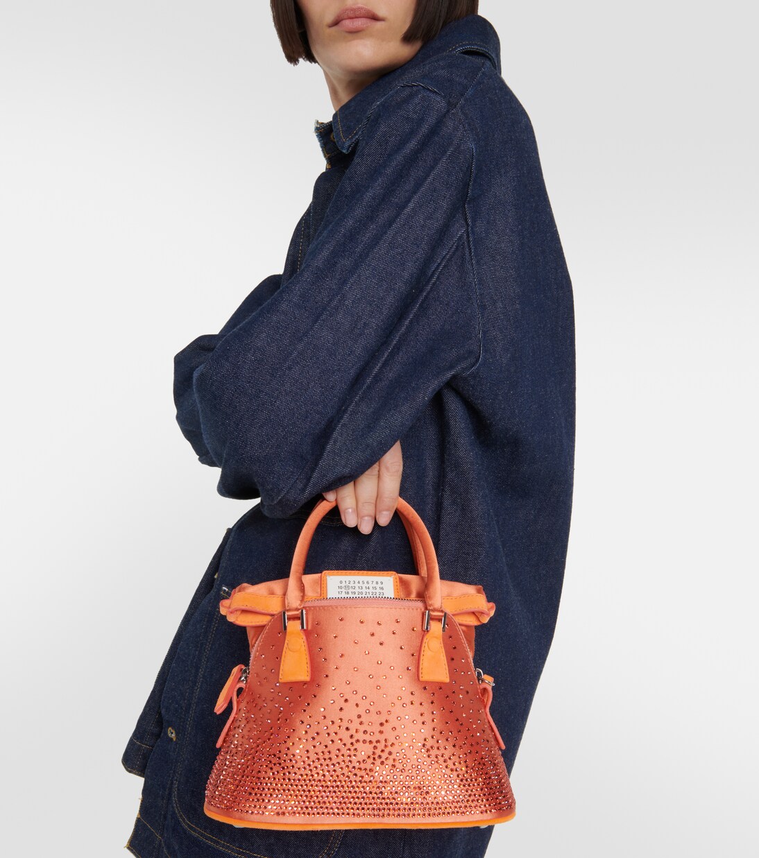 5AC Classique Micro satin shoulder bag in pink - Maison Margiela