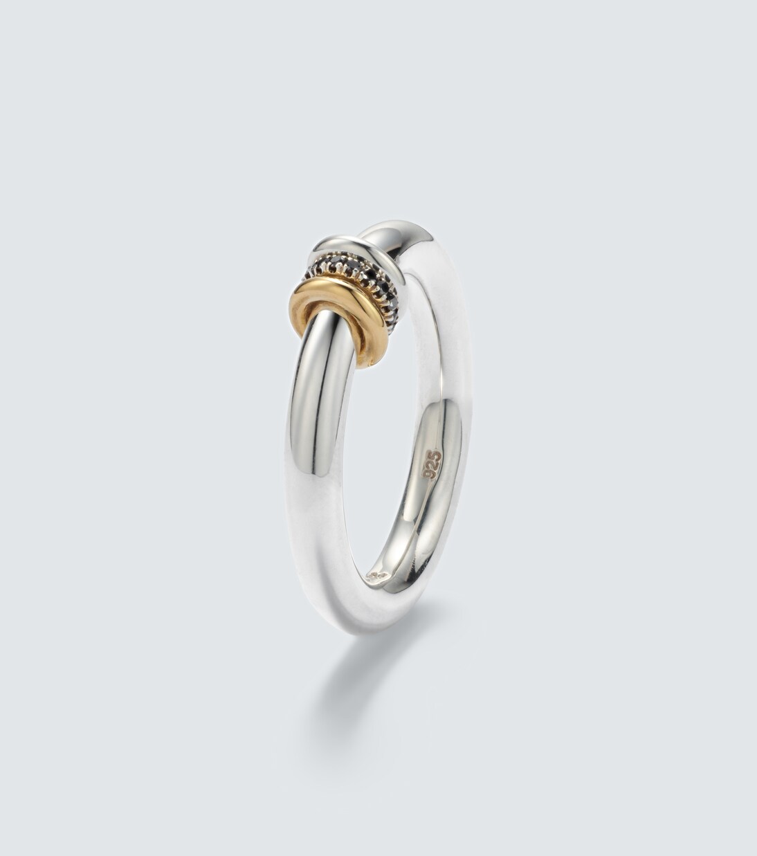 Sirius Max sterling silver and 18tk gold ring with black diamonds
