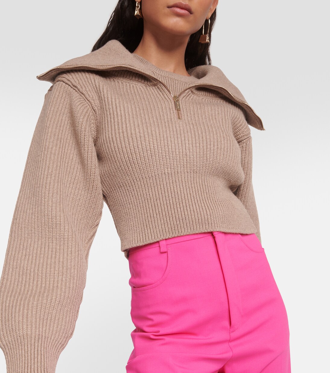 Le Maille Risoul cropped wool sweater in brown - Jacquemus | Mytheresa