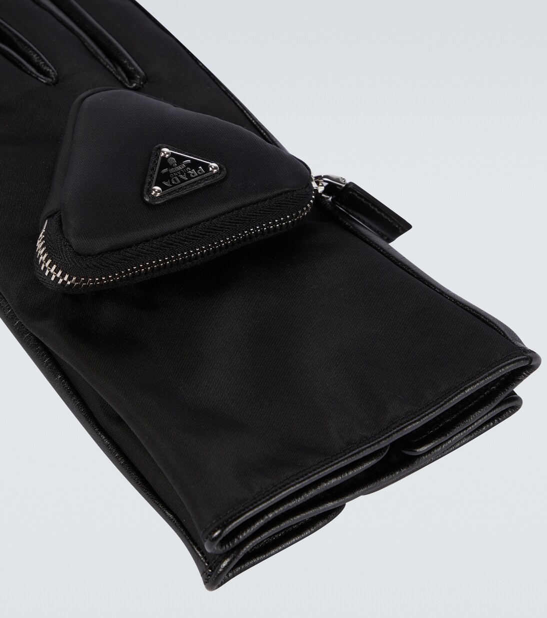 Nylon and leather gloves in black - Prada | Mytheresa