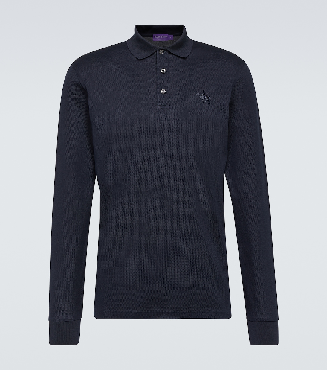 Cotton piqué polo shirt in blue - Ralph Lauren Purple Label