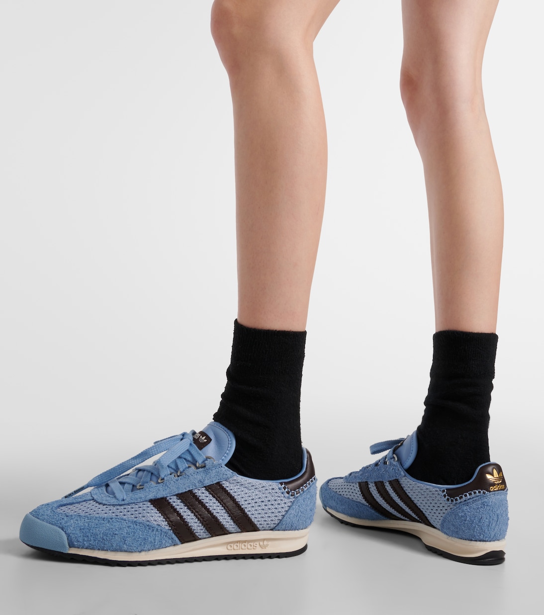 x Wales Bonner SL76 leather-trimmed sneakers in blue - Adidas