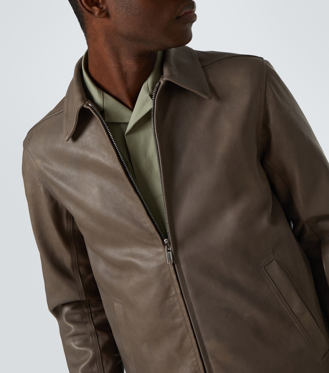 Brad leather jacket in grey - Rick Owens | Mytheresa