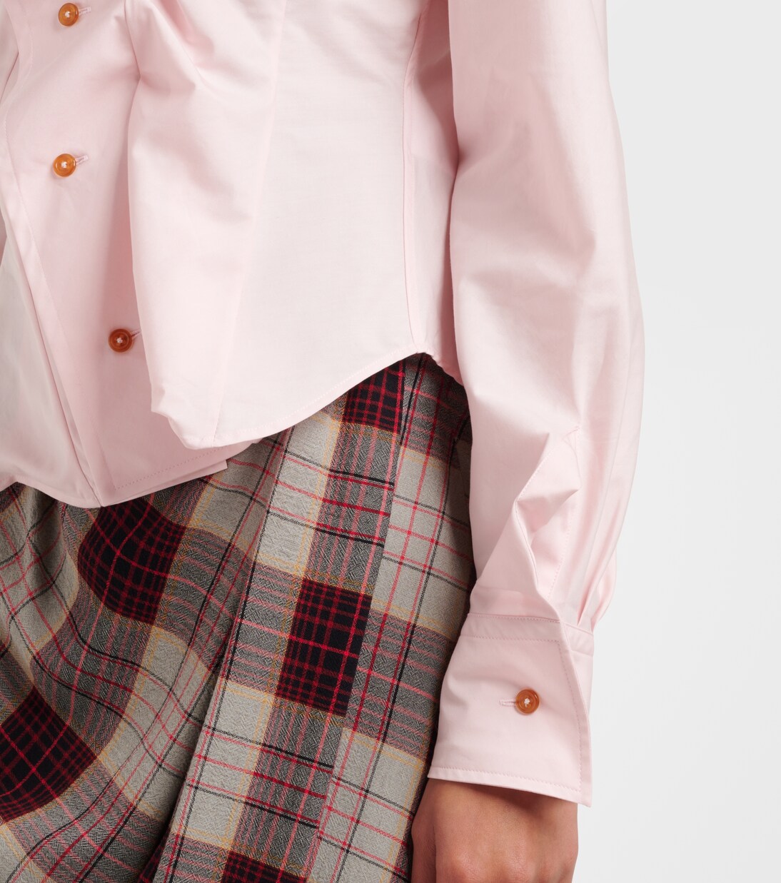 Orb gathered asymmetric cotton shirt in pink - Vivienne Westwood