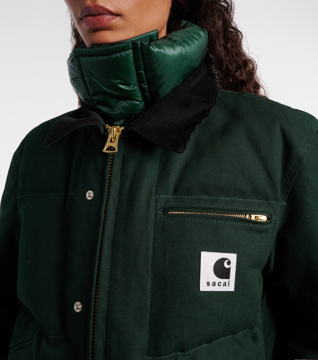 x Carhartt cotton-blend down jacket in green - Sacai | Mytheresa