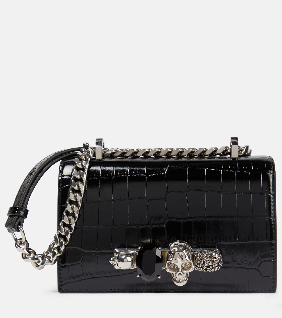 Jewelled Satchel Small leather crossbody bag in black - Mc Queen