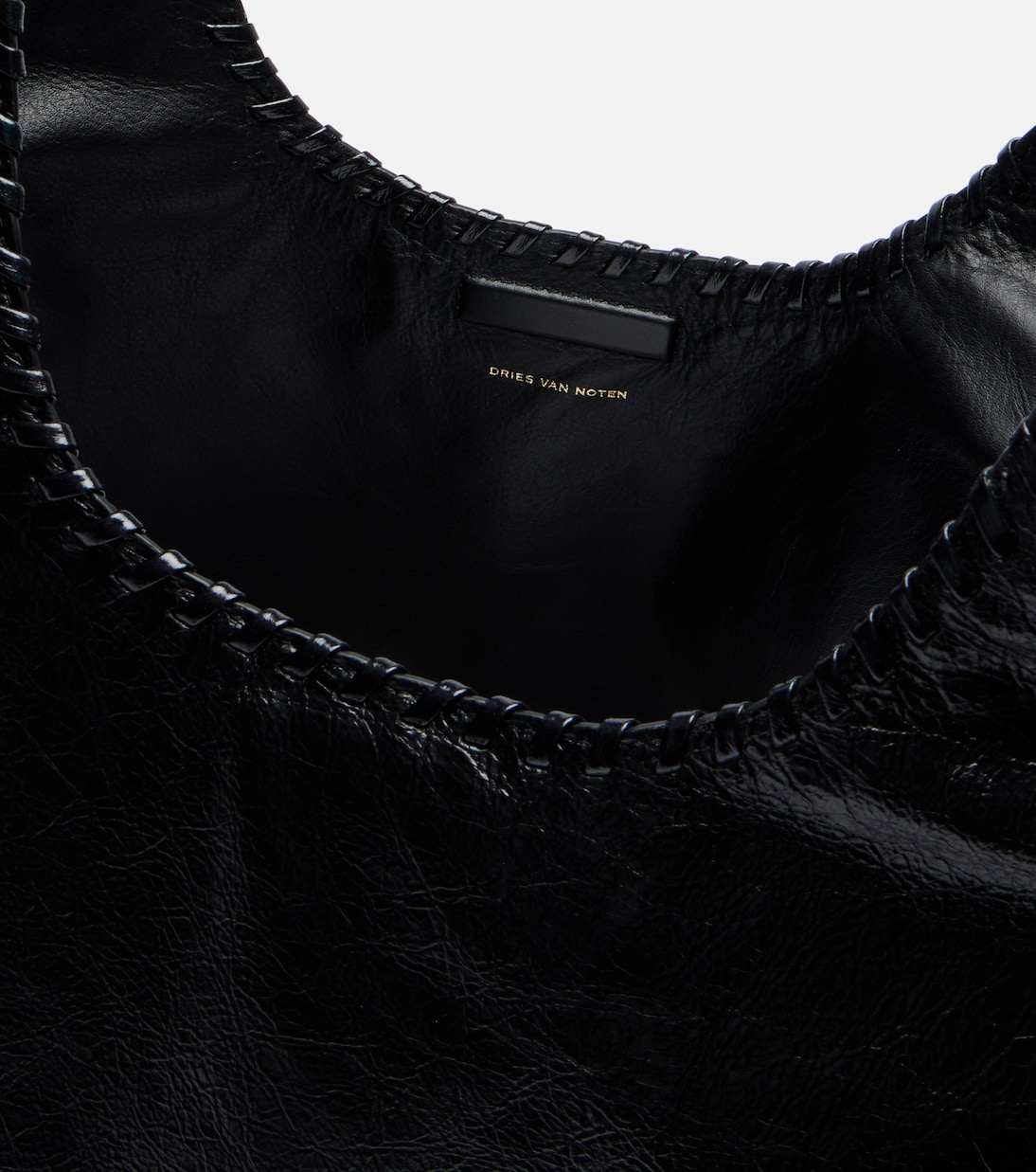 March Large leather tote bag in black - Dries Van Noten | Mytheresa