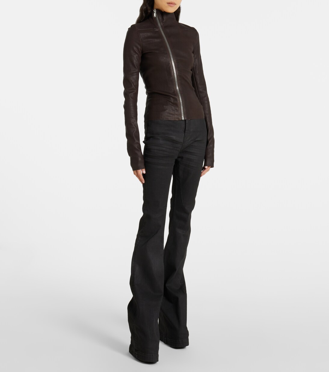 Gary leather jacket in brown - Rick Owens | Mytheresa