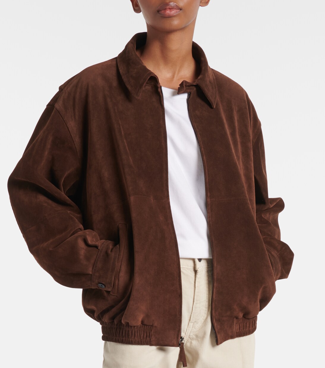 Roana suede bomber jacket in brown - The Row | Mytheresa