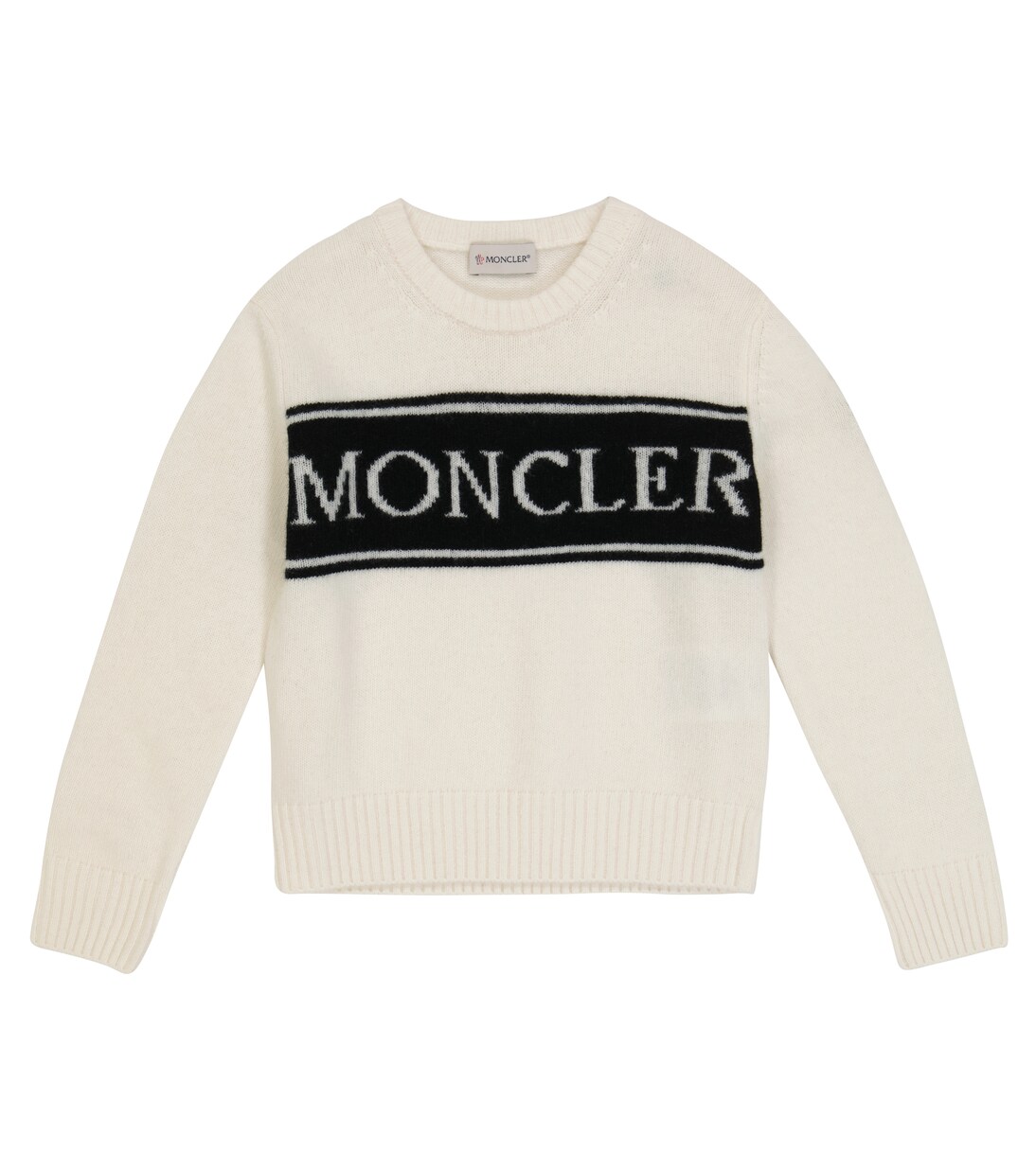 Logo intarsia wool knit sweater in white - Moncler Enfant | Mytheresa