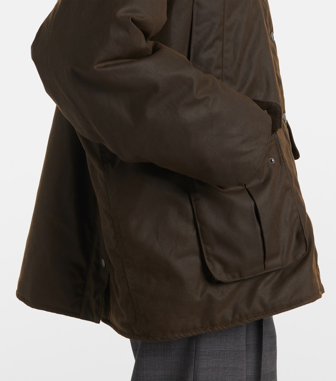 Waxed oversized canvas cotton jacket in brown - Miu Miu | Mytheresa