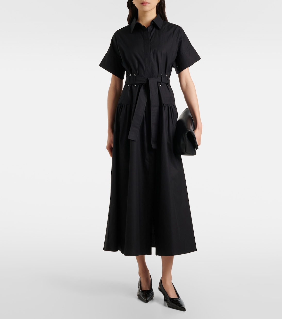 Agoraio pleated cotton shirt dress in black - Max Mara | Mytheresa