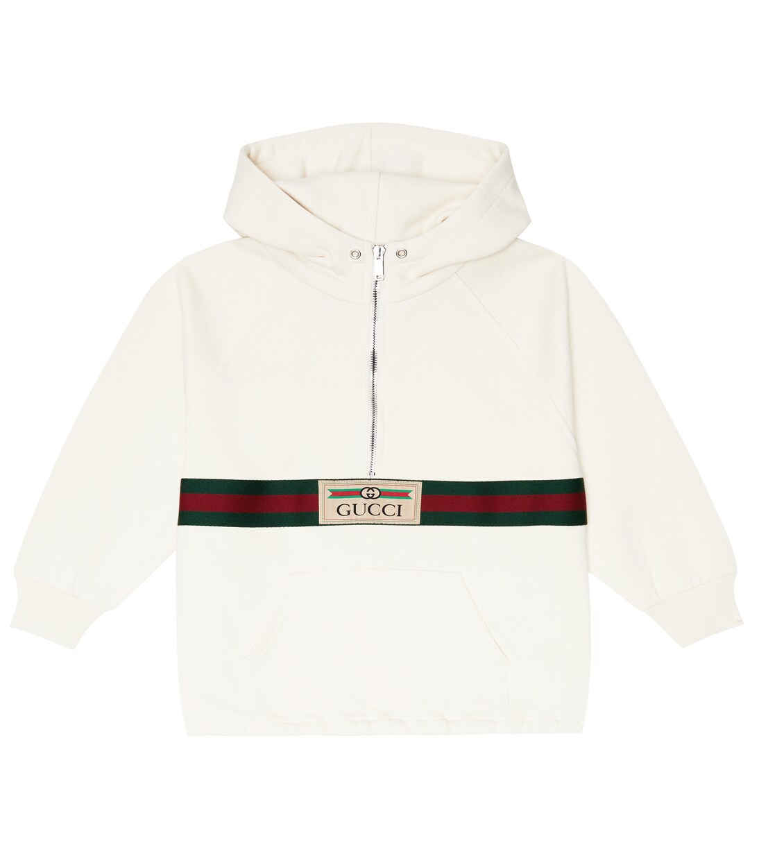 Web cotton jersey hoodie in white - Gucci Kids | Mytheresa