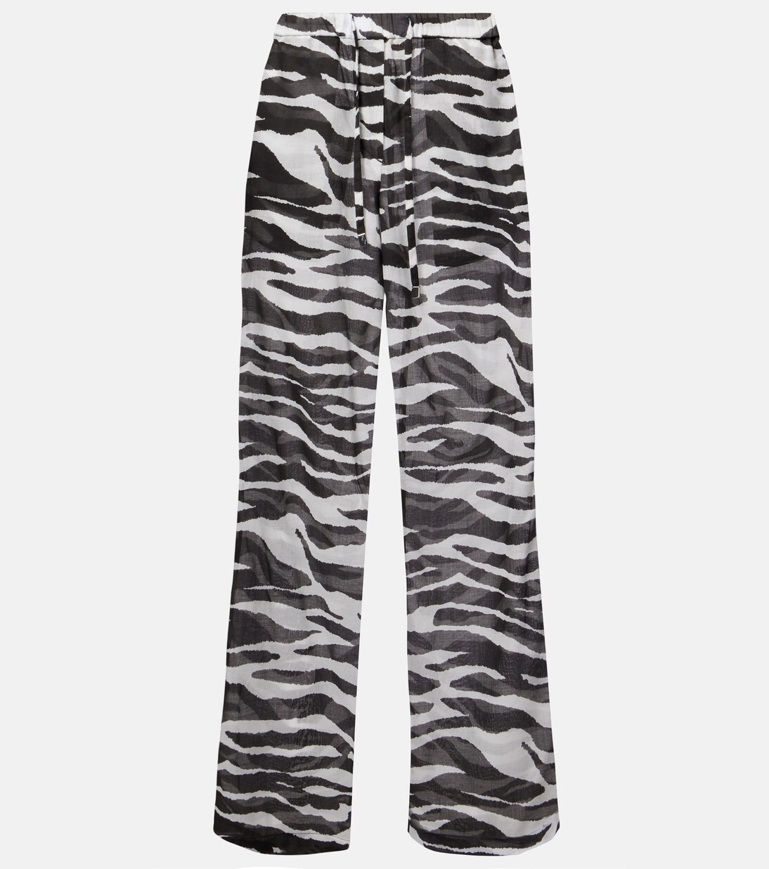 Zebra-print cotton muslin wide-leg pants in white - The Attico