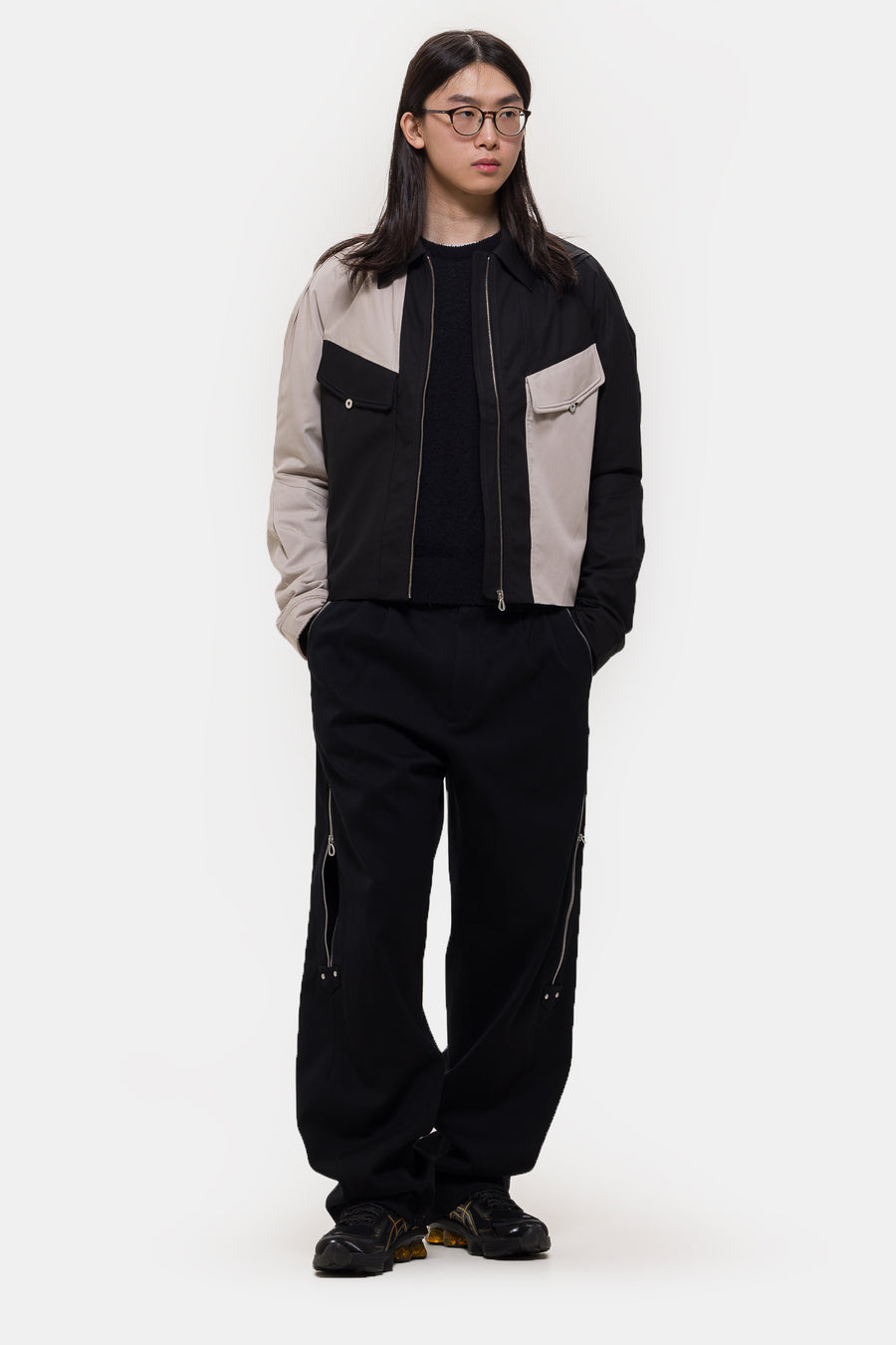 Alec K-Dart Blouson Jacket in Seedpearl/Black Sable