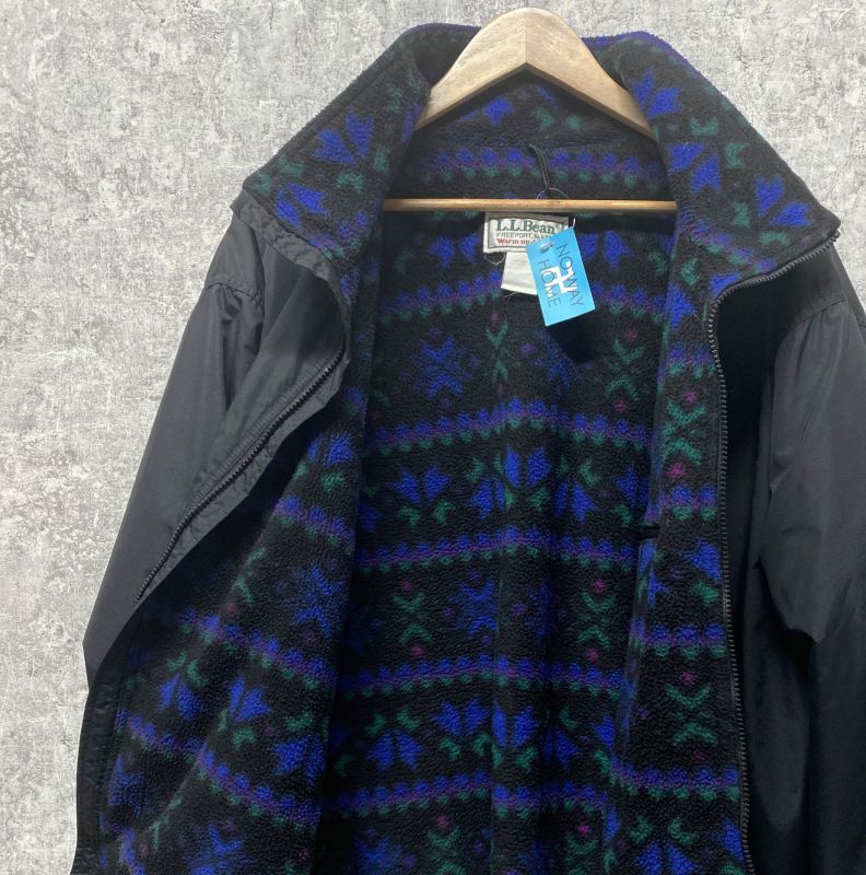 90's【ビンテージ】L.L.Bean【LLビーン】【黒×ネイティブ柄