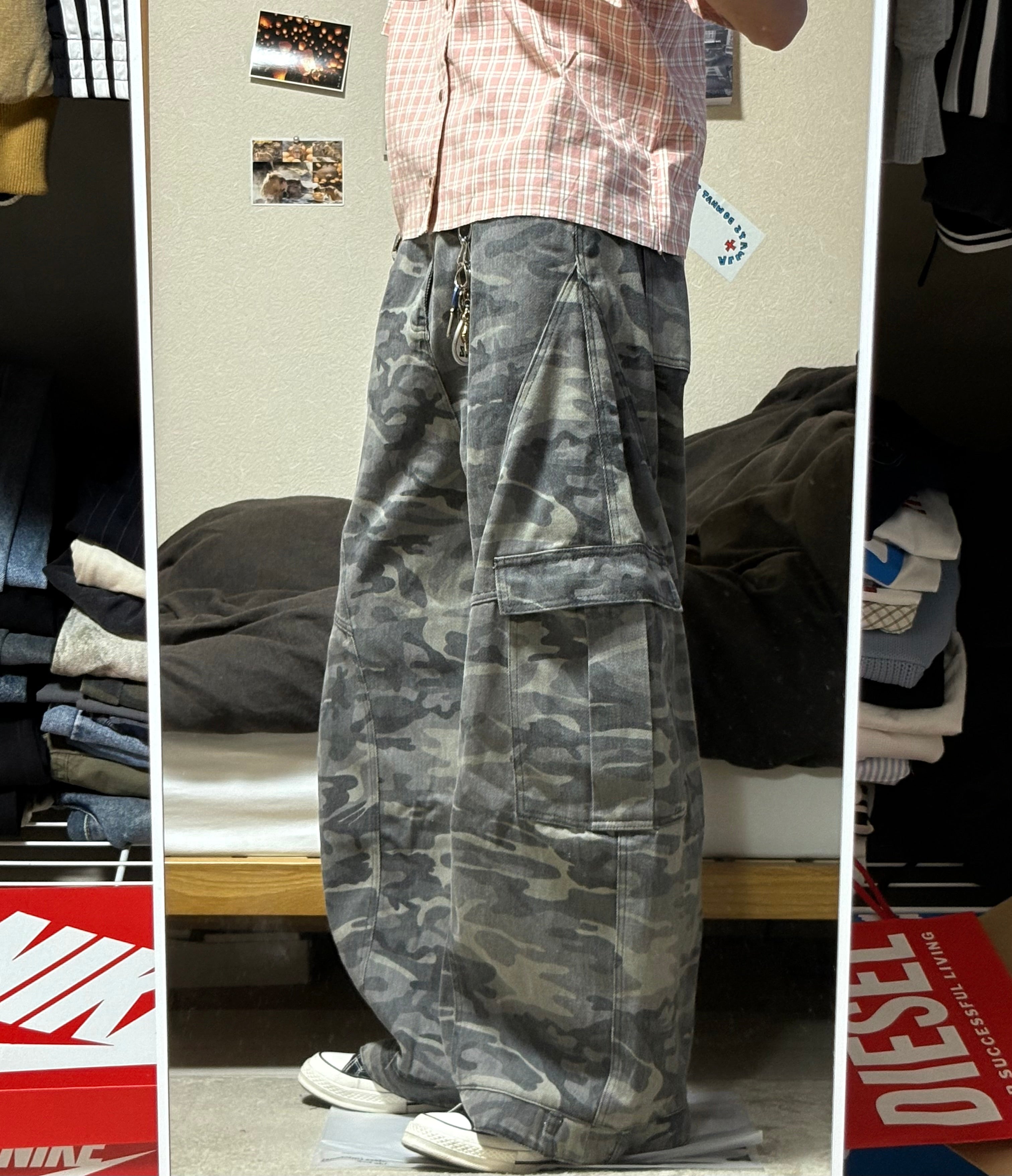 ビッグシルエットワイドパンツ迷彩 HR003