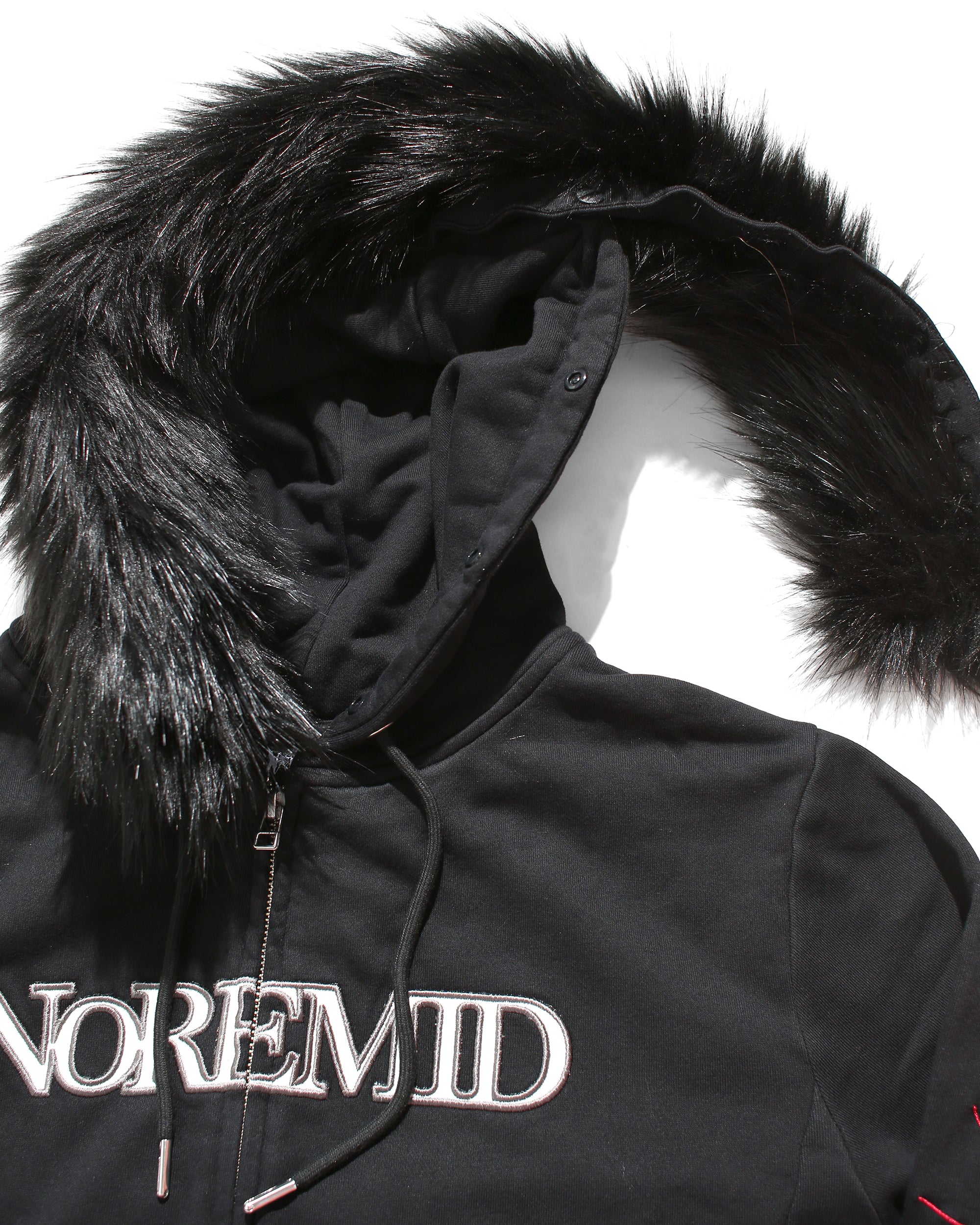 FUR ZIP HOODIE - BLACK – NOREMID