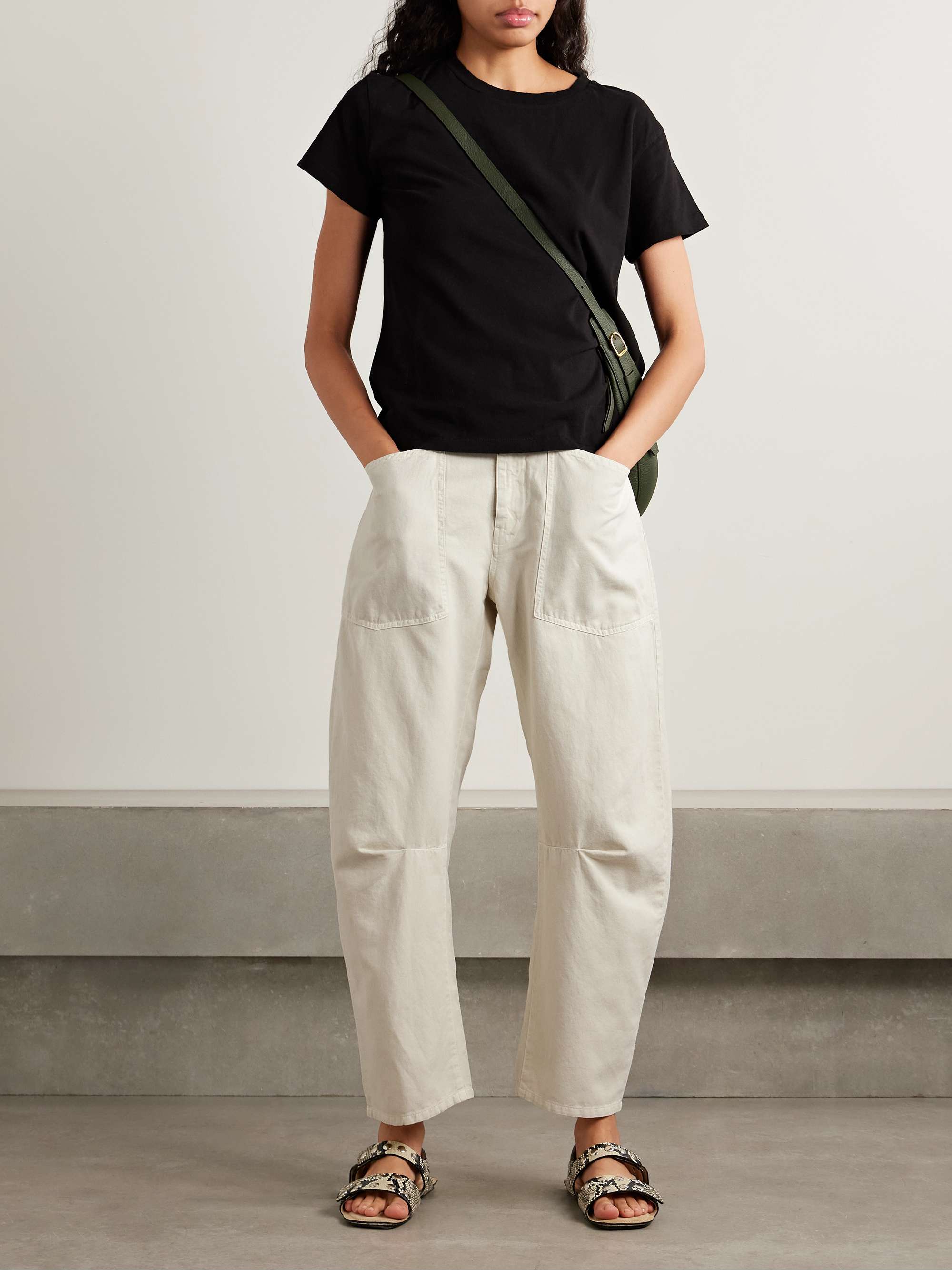 NILI LOTAN Shon cotton and linen-blend twill tapered pants | NET-A