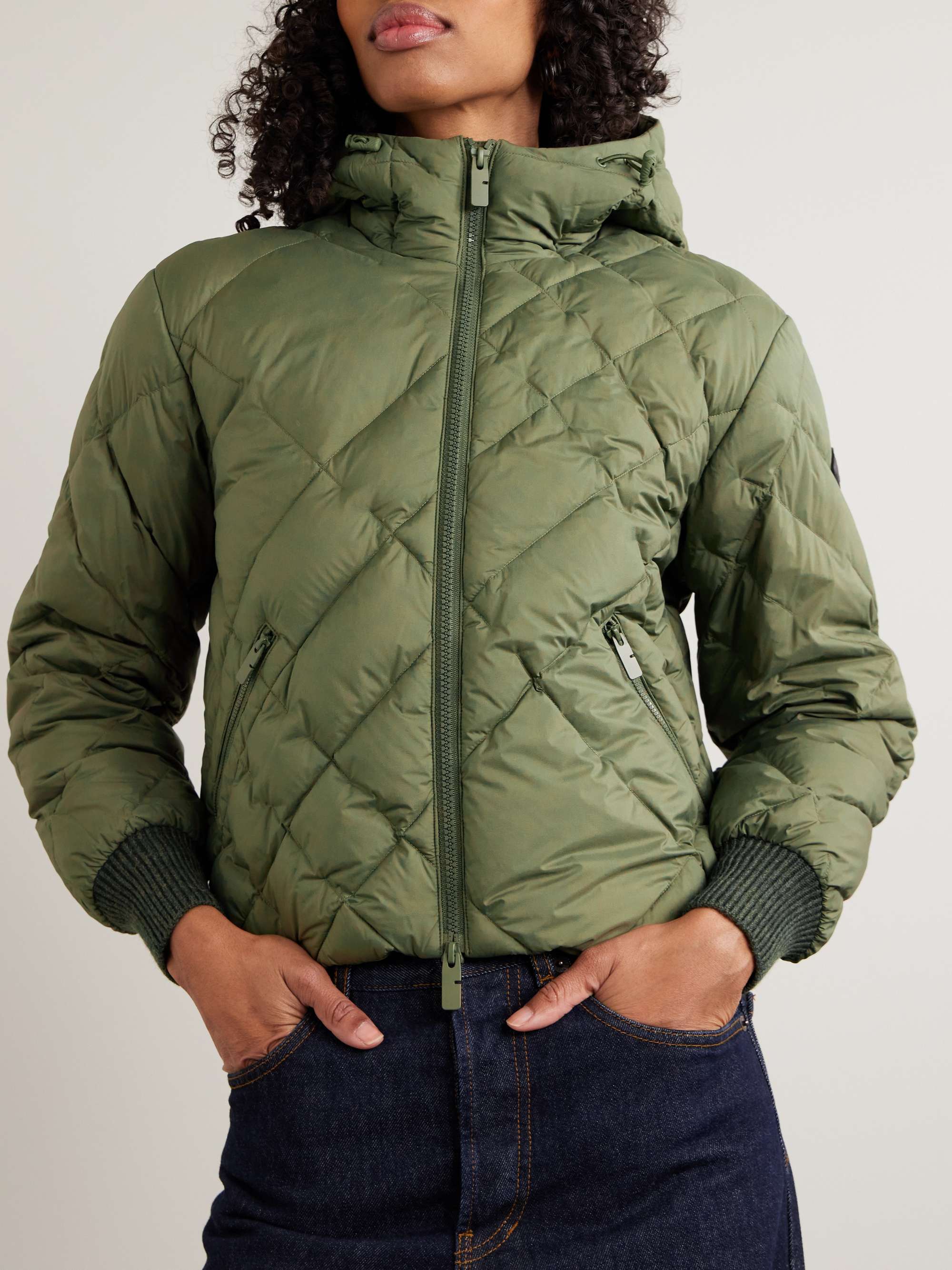 BURBERRY Hooded appliquéd leather-trimmed padded quilted shell