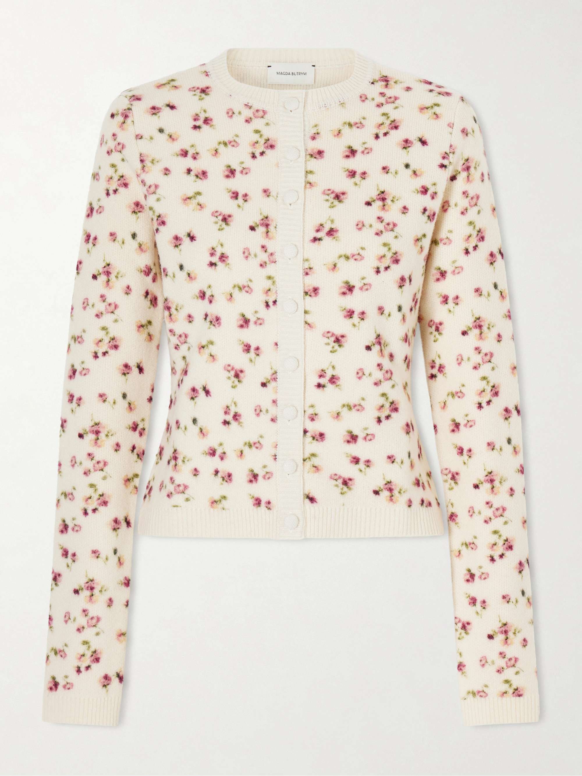 MAGDA BUTRYM Lace-trimmed floral-print ribbed wool, silk and
