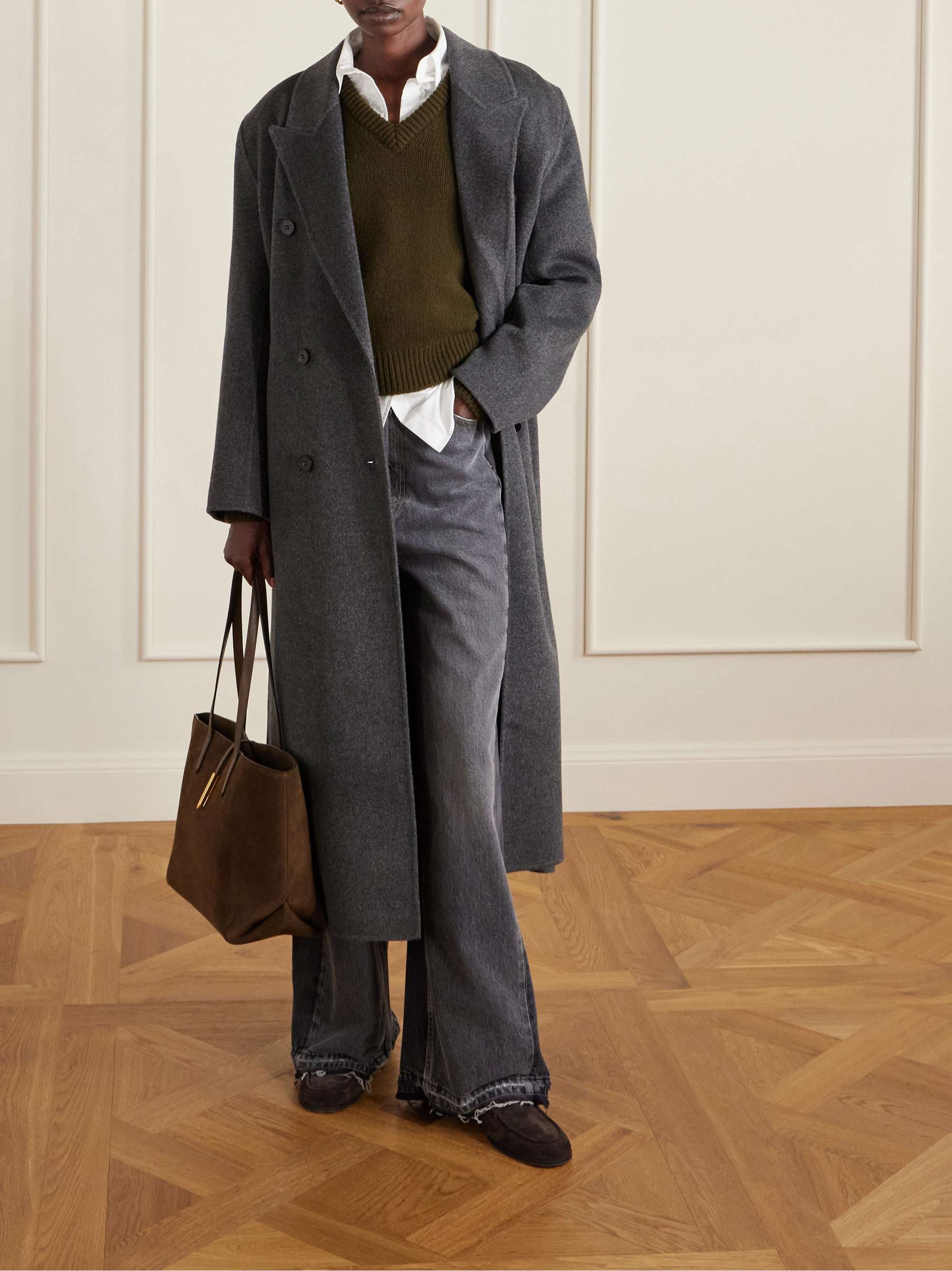 DEMELLIER Tokyo leather-trimmed suede tote | NET-A-PORTER