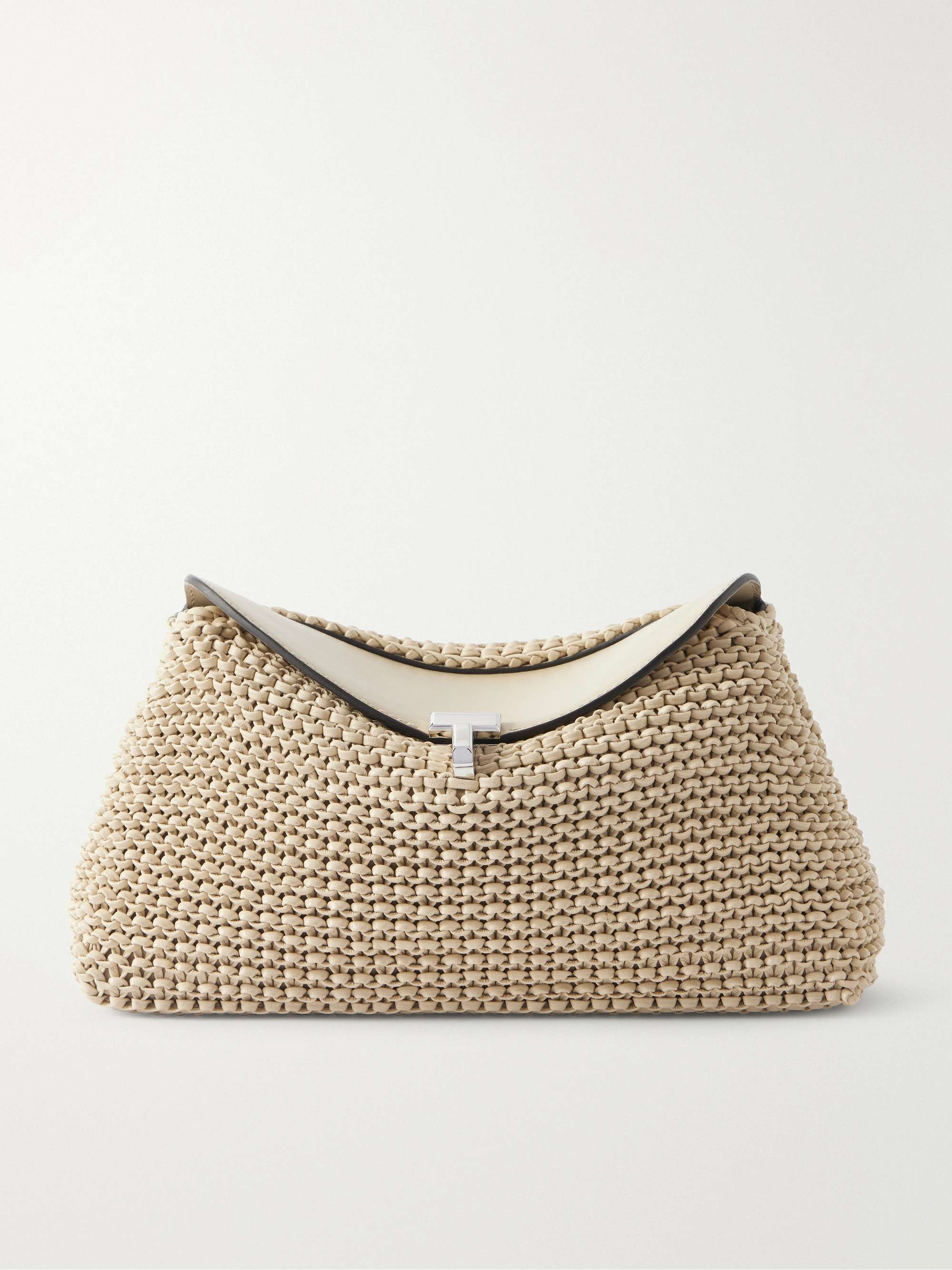 TOTEME T-lock woven leather clutch | NET-A-PORTER