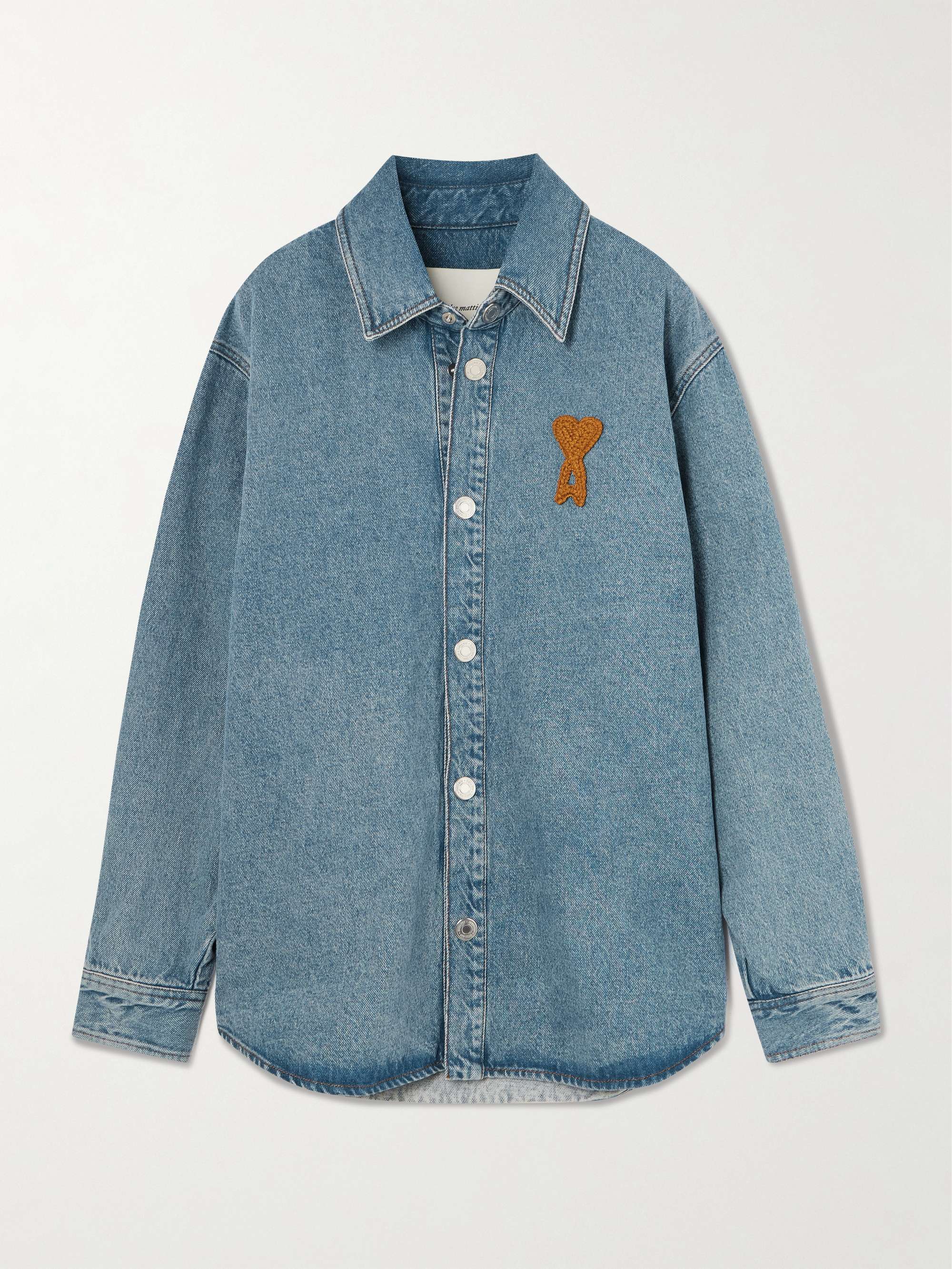 AMI PARIS Ami de Cœur appliquéd denim shirt | NET-A-PORTER