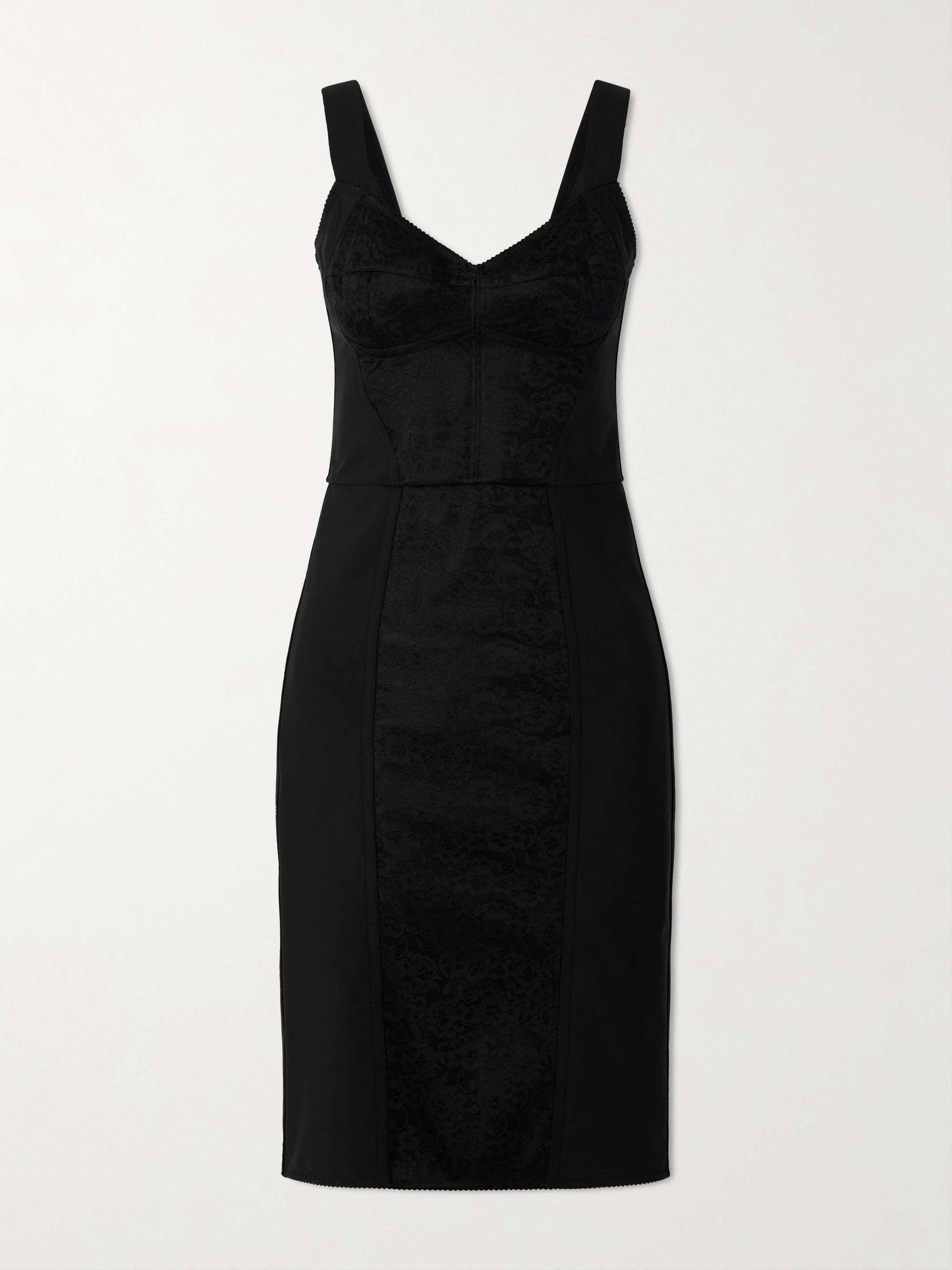 DOLCE&GABBANA Lace-paneled jersey midi dress | NET-A-PORTER