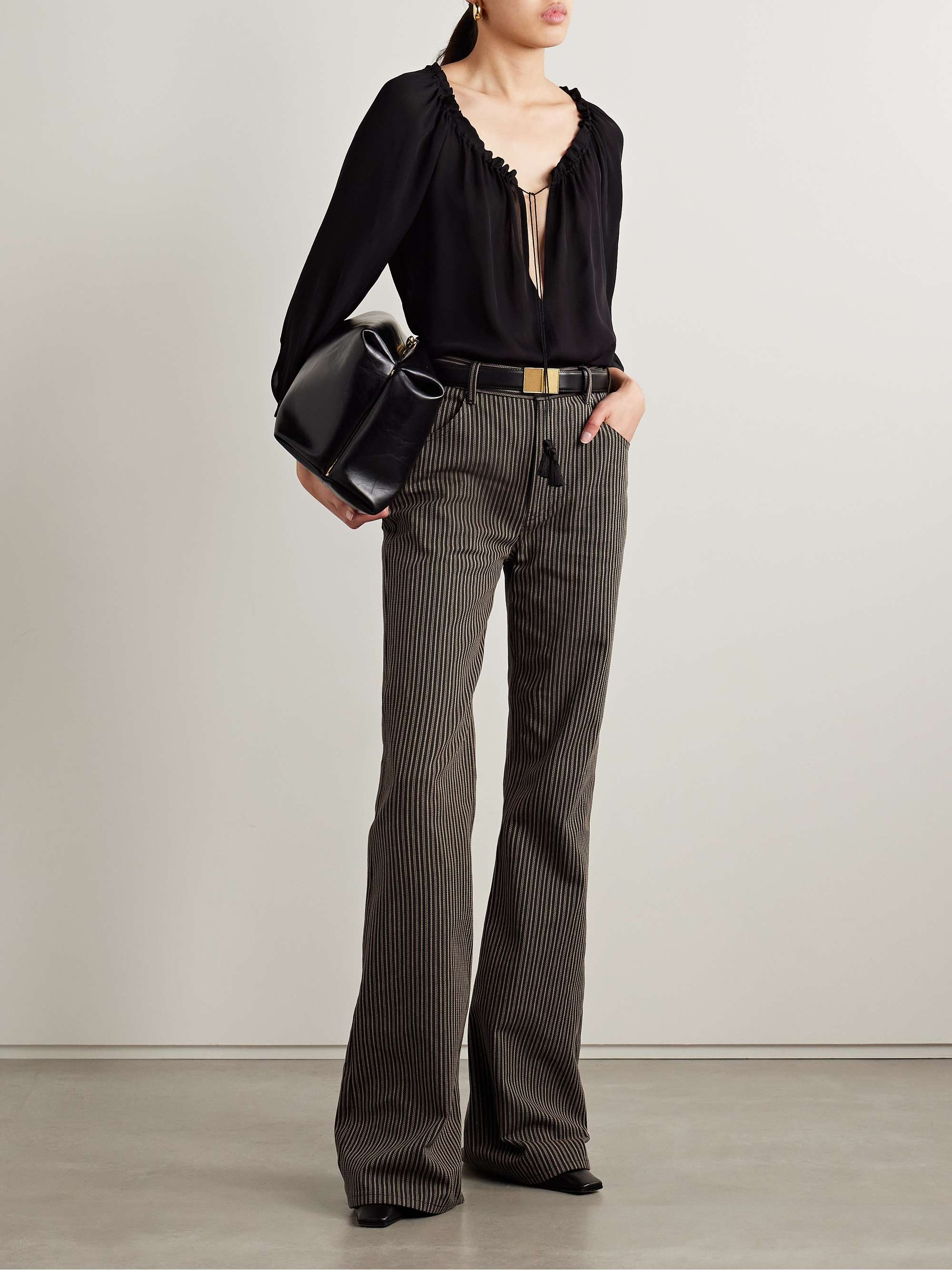 NILI LOTAN Roe striped cotton-twill flared pants | NET-A-PORTER