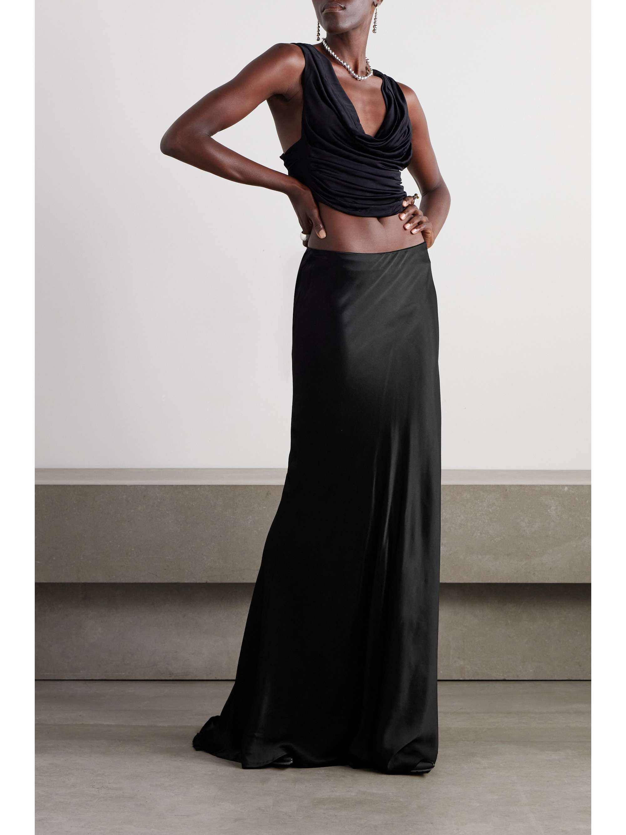 Black Madeleen satin maxi skirt | ANN DEMEULEMEESTER | NET-A-PORTER