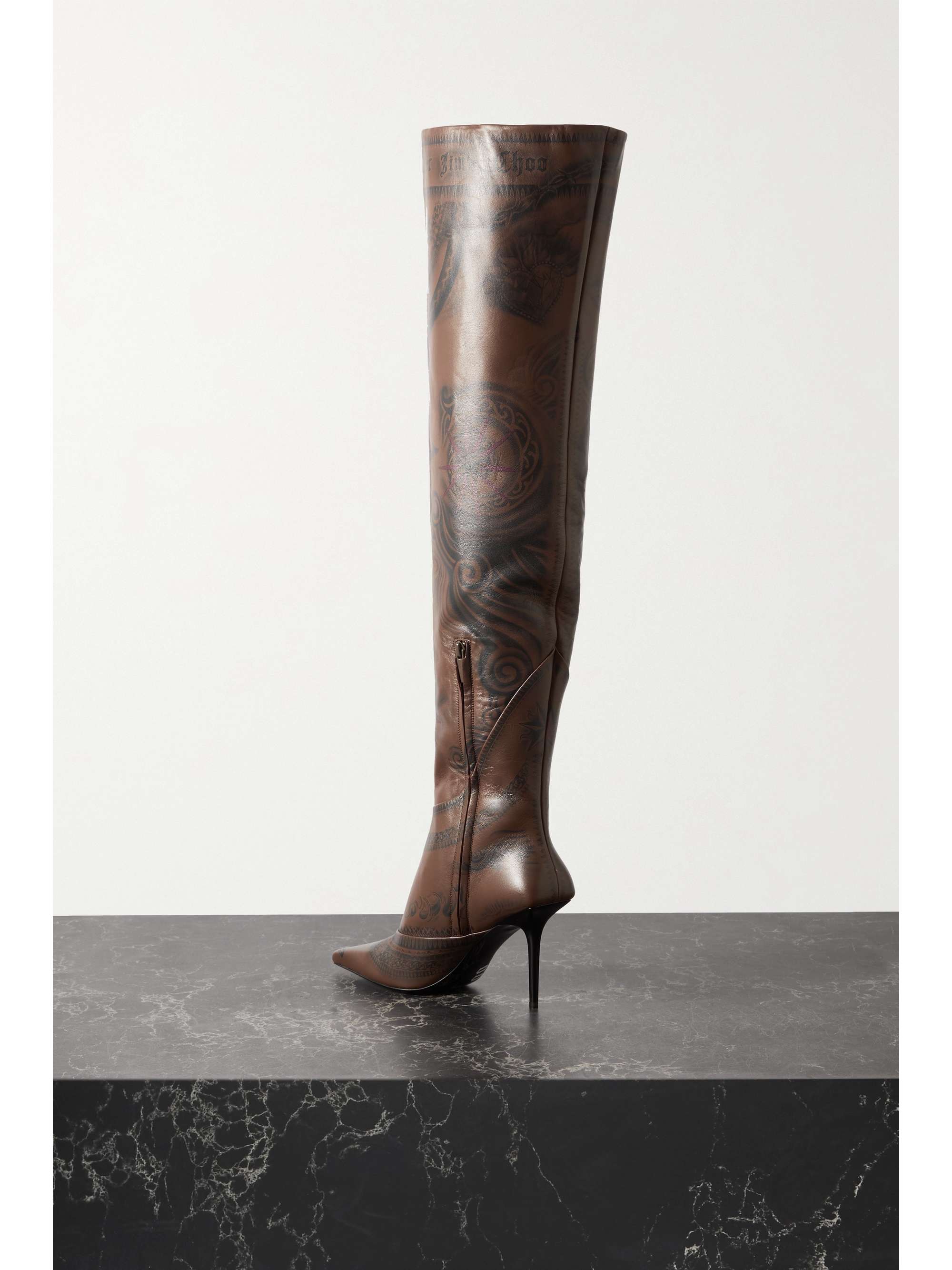 JIMMY CHOO + Jean Paul Gaultier 90 printed leather over-the-knee