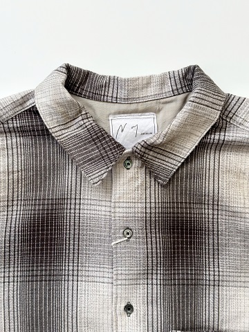 ANCELLM（アンセルム）DAMAGED FLANNEL CHECK SHIRT（ivory/black