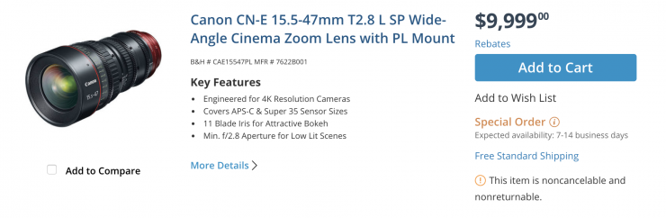 Canon CN-E 15.5-47mm T2.8 & 35-105mm T2.8 cinema zooms get a