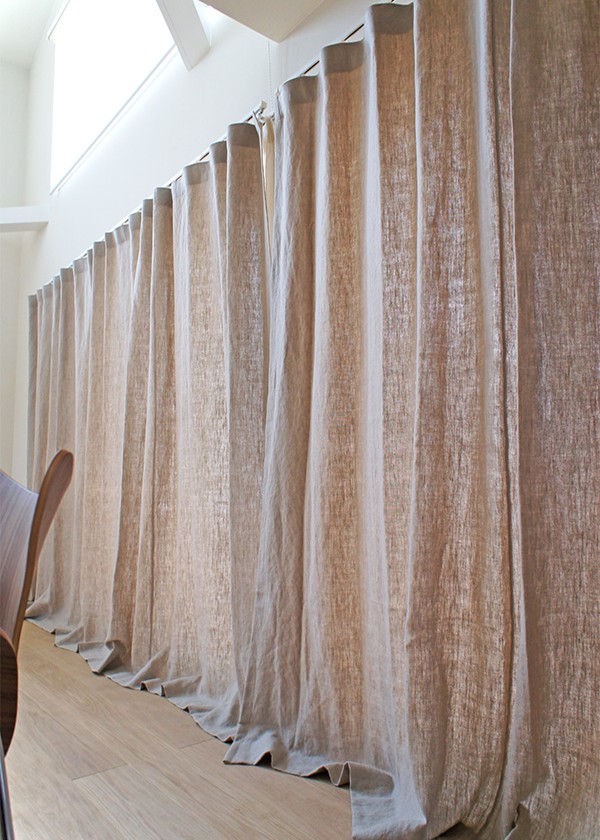 ナツソビク 自然素材 麻100％ カーテン 高級オーダーメイド 大小2枚