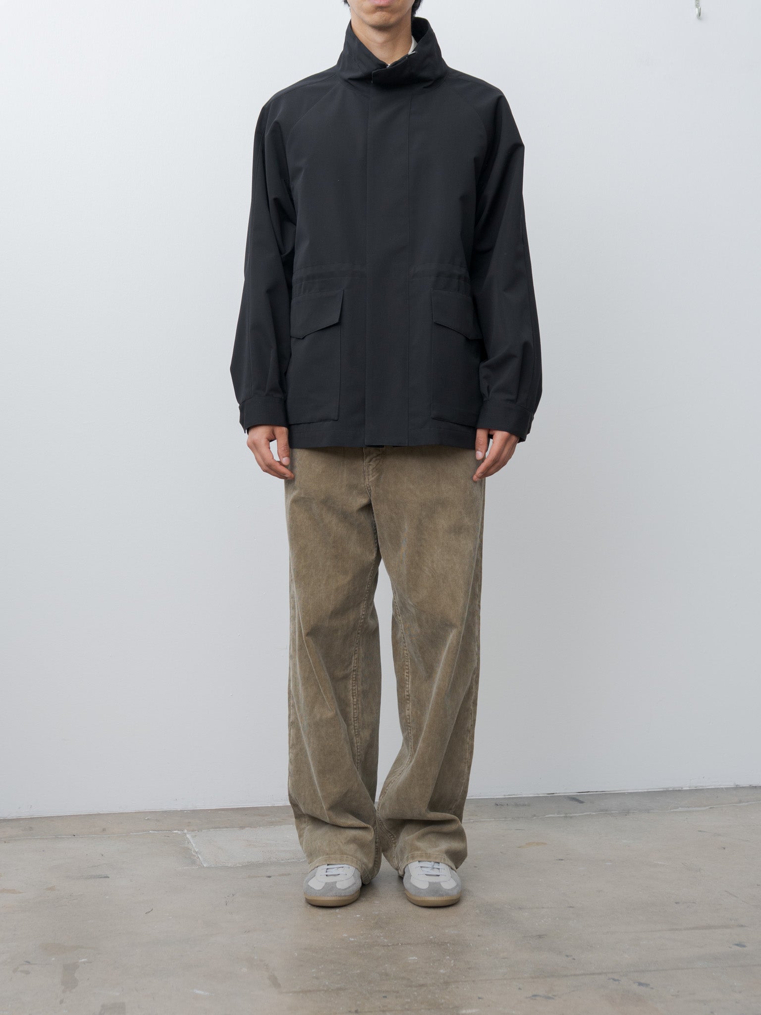 Namu Shop - Auralee Wool Max Canvas High Neck Zip Blouson - Black