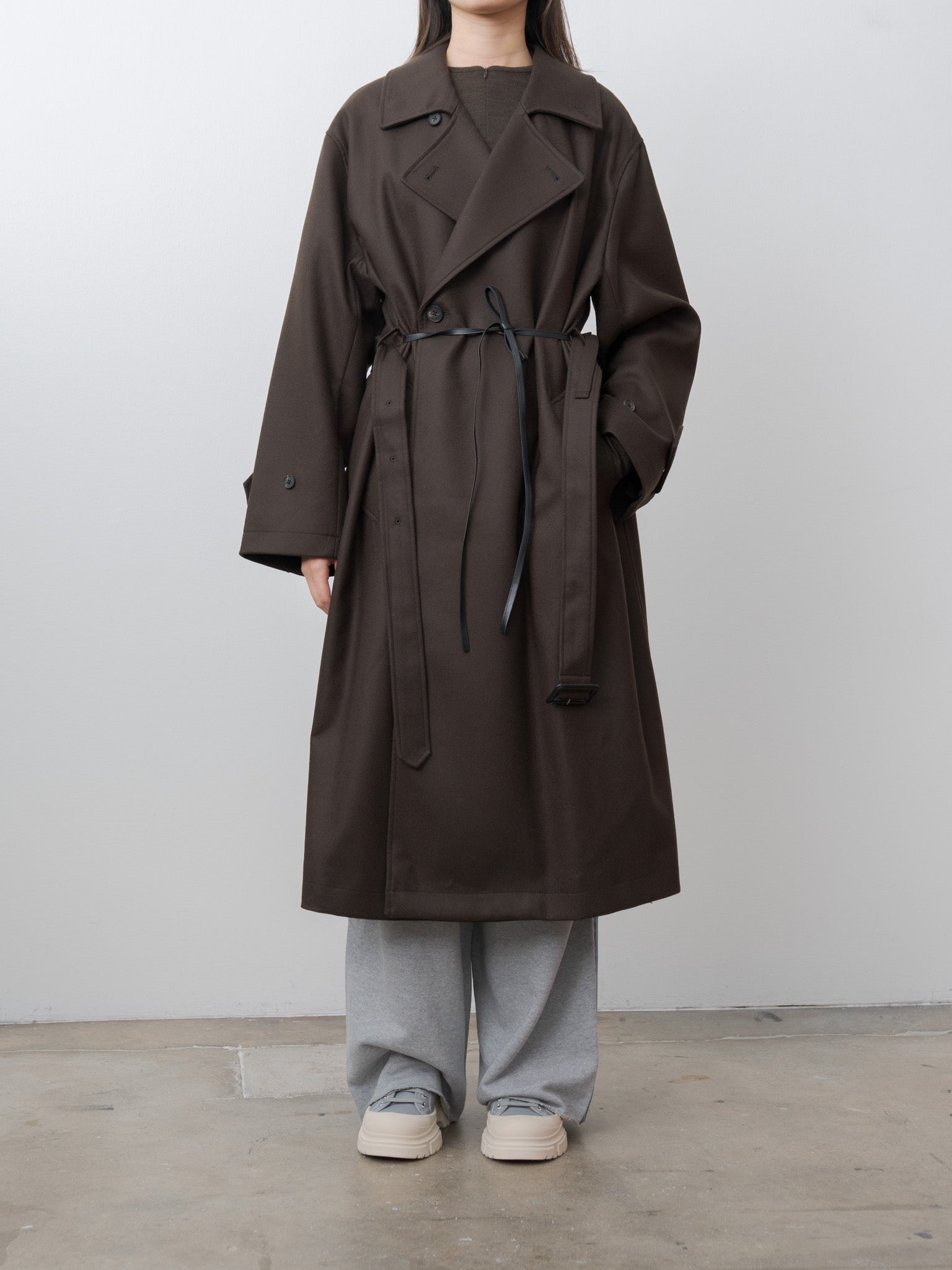 Namu Shop - ssstein Oversized Double Breasted Coat with Leather