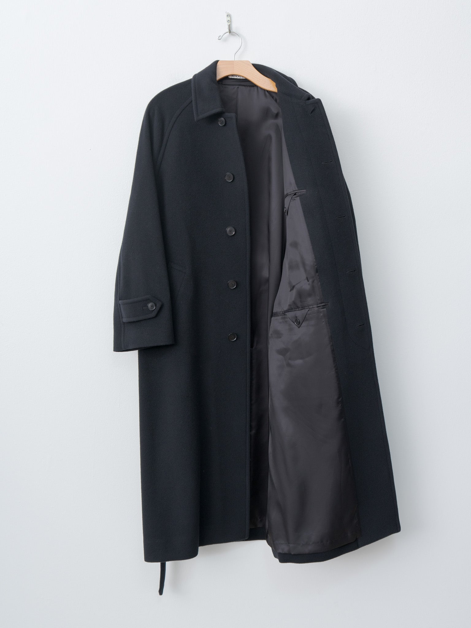 Namu Shop - Auralee Super Fine Wool Mosser Soutien Collar Coat - Black