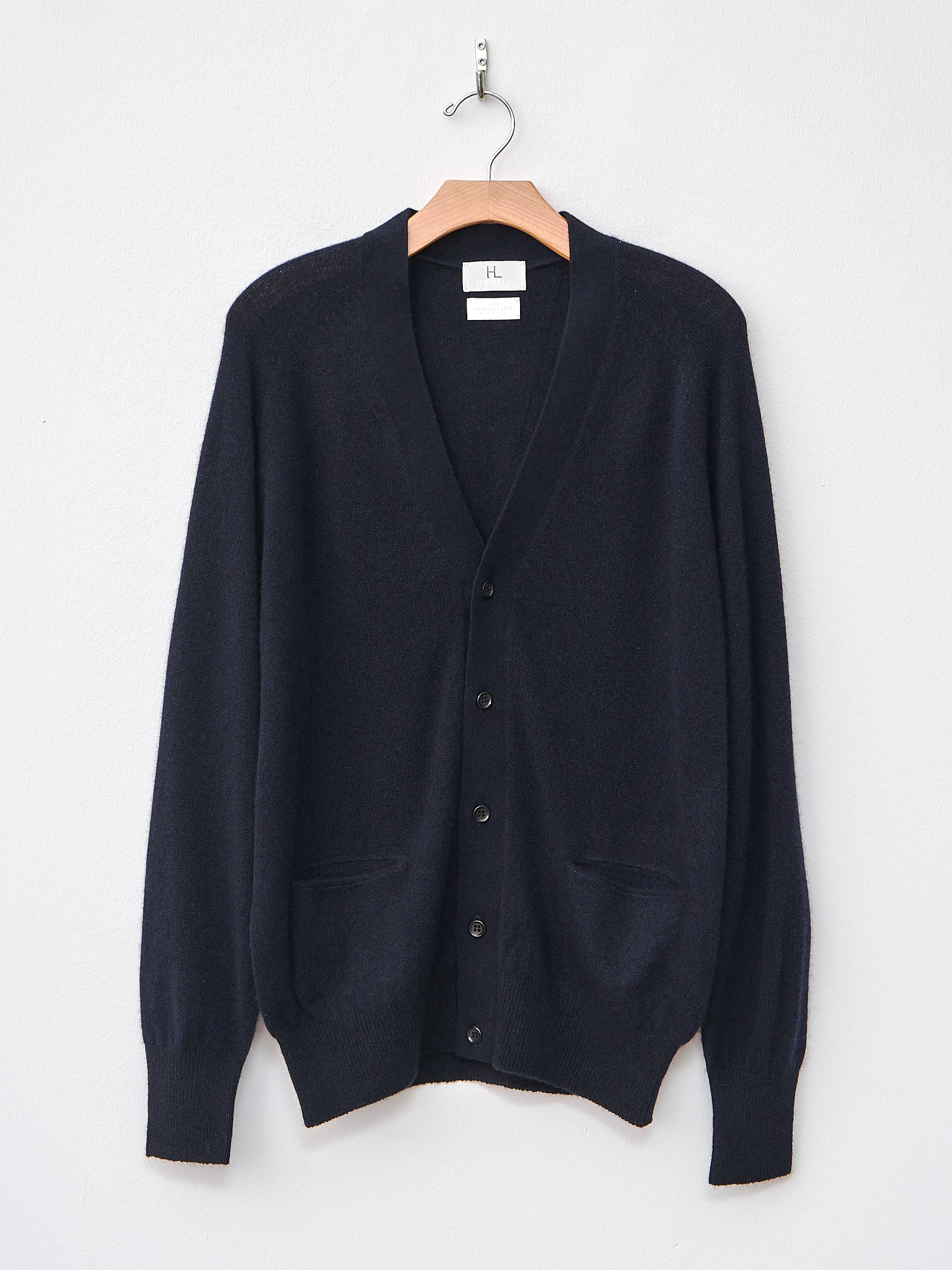 Namu Shop - Herill Whole Garment Cashmere Cardigan - Black Navy