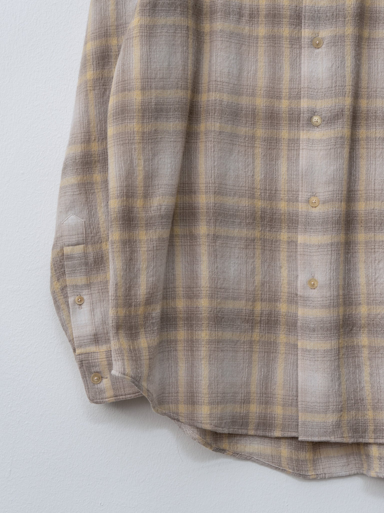 Namu Shop - Auralee Airy Wool Check Shirt - Yellow Gray check