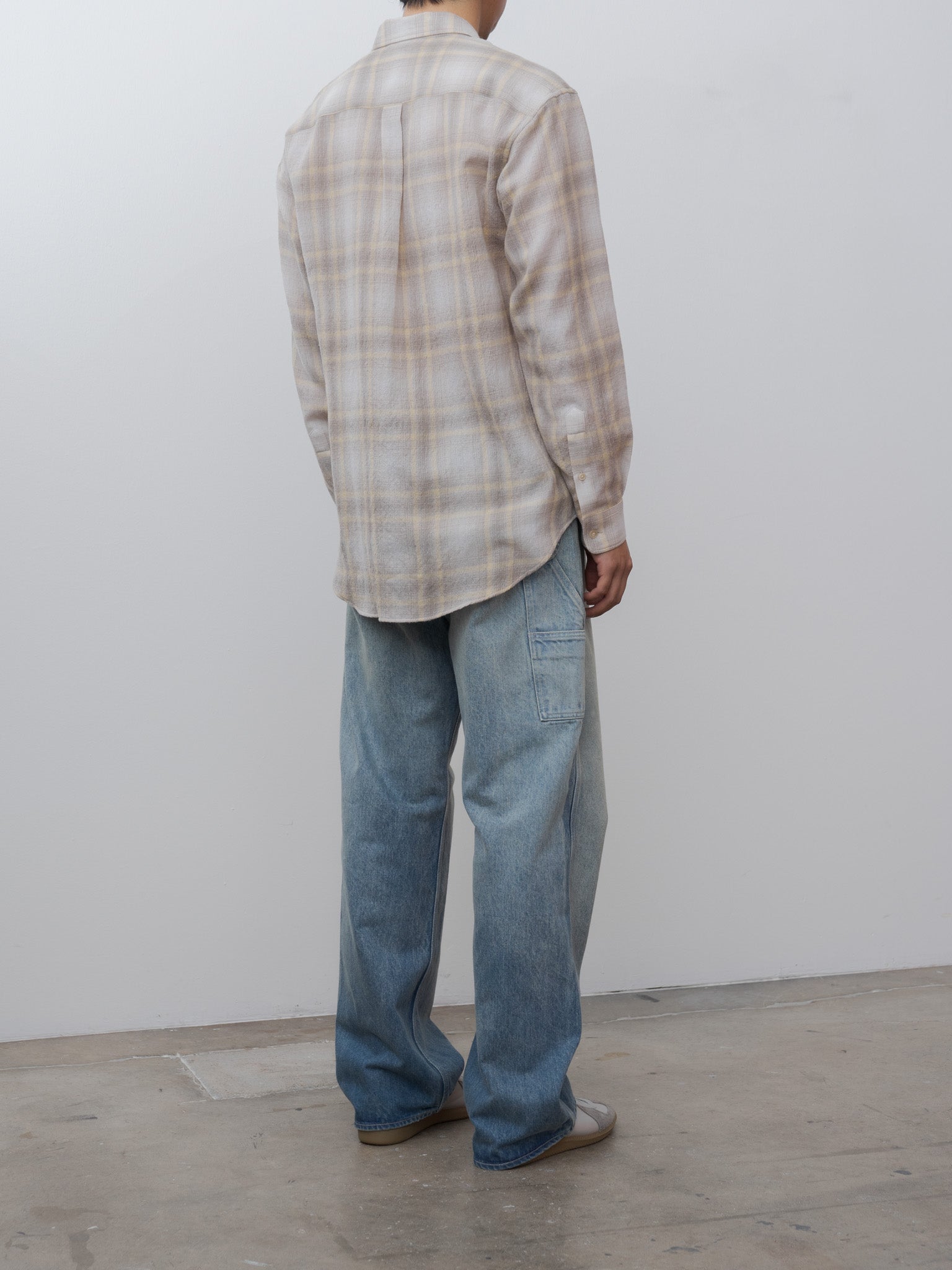 Namu Shop - Auralee Airy Wool Check Shirt - Yellow Gray check