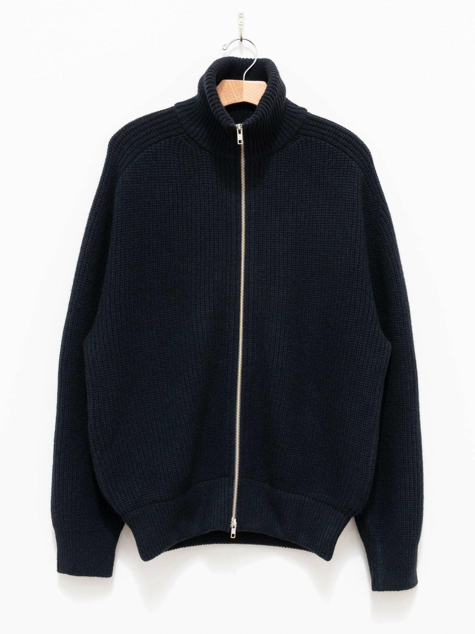Namu Shop - Phlannel Wool Yak Driving Knit Blouson - Navy