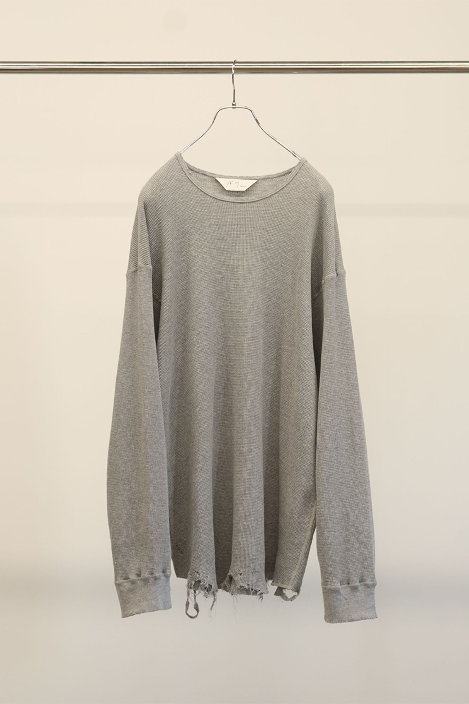 ANCELLM - DAMAGE WAFFLE CREW LS T-SHIRT | GRAY | カットソー | NapsNote