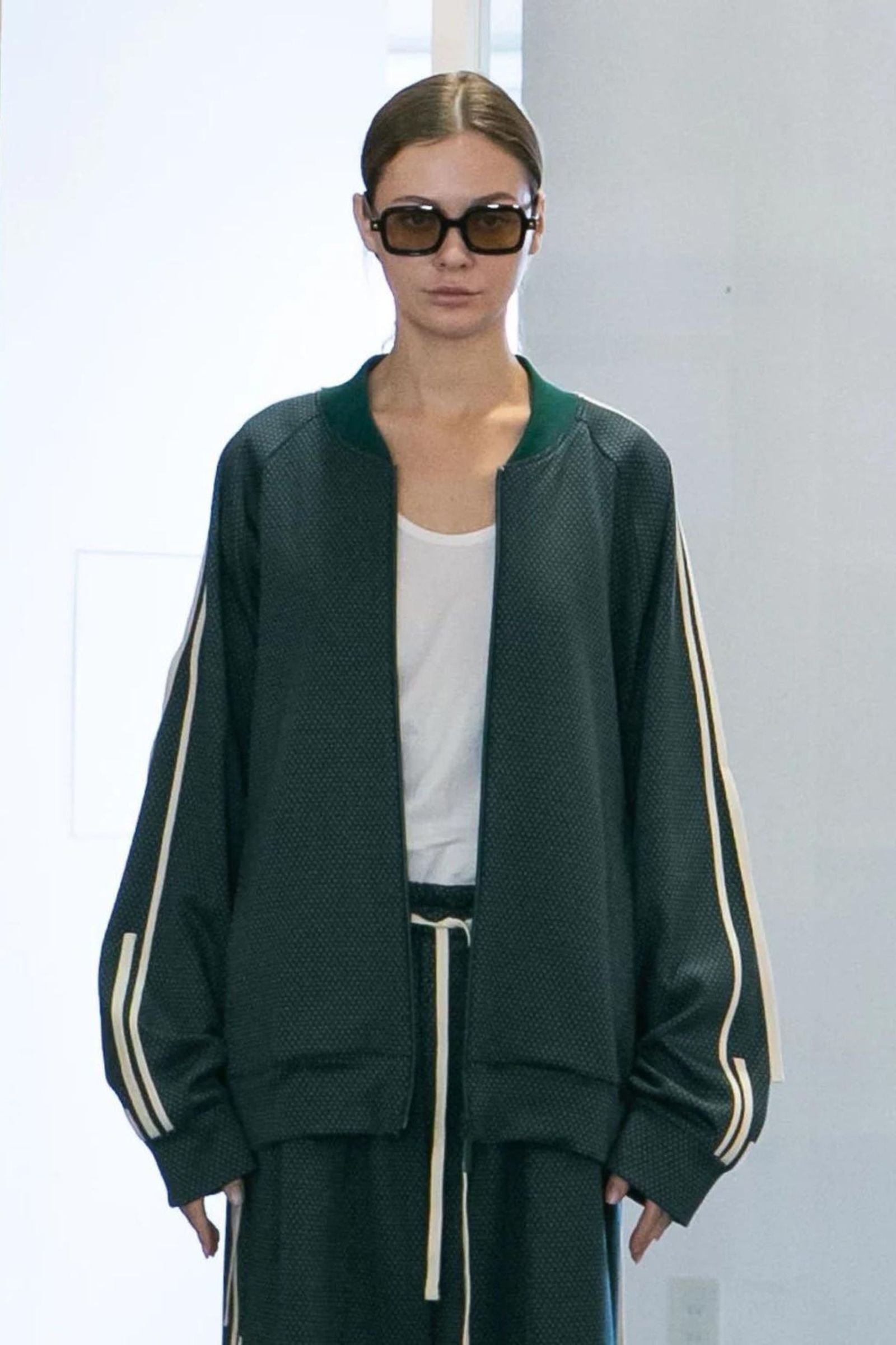 my beautiful landlet - JACQUARD CHECK JERSEY TRACK JACKET | GREEN