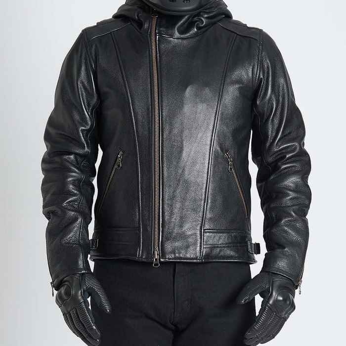 1184 MR-LOADED フーデッドレザーライダースジャケット ブラック