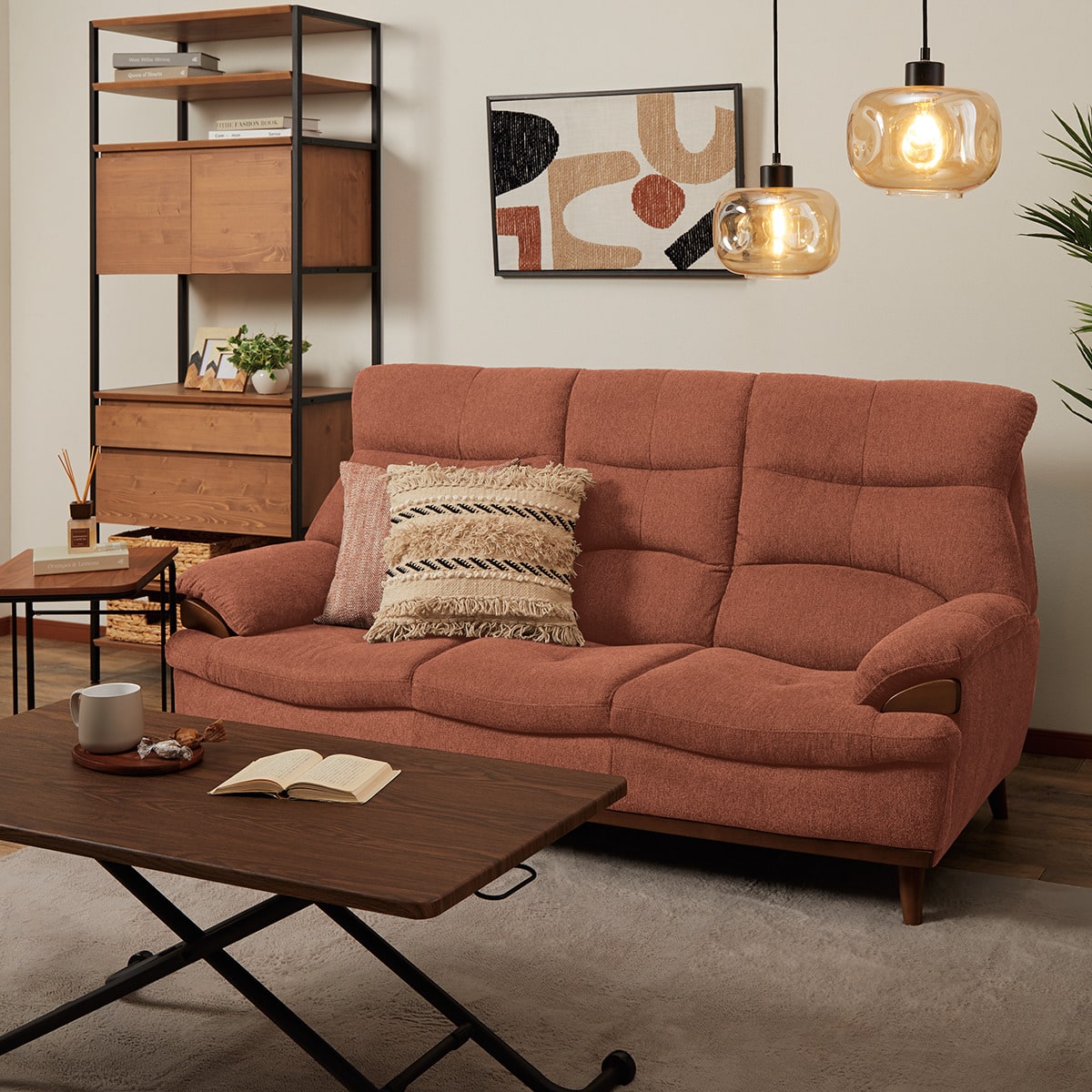 3人掛けソファ 布張りタイプ (PD02-2 OR) | ニトリネット【公式】 家具